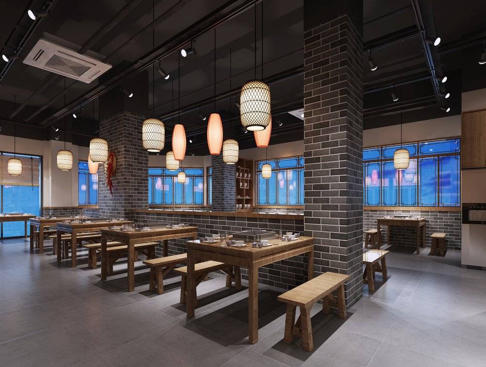 小火鍋店裝修效果圖，火鍋店裝修效果圖