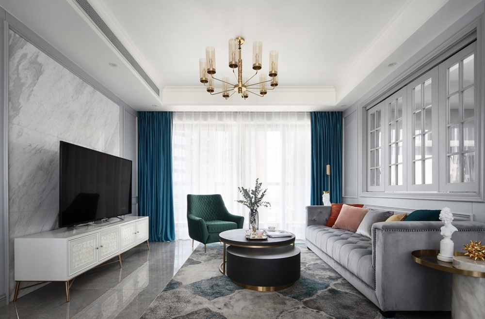 客廳窗簾裝修效果圖客廳“開”窗，書房搭帳篷！美式經(jīng)典客廳設(shè)計圖片賞析