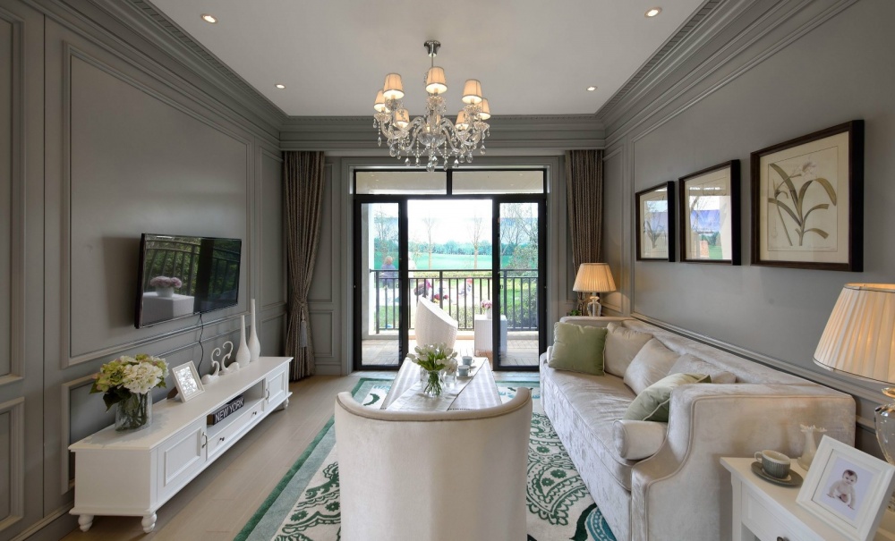 客廳窗簾裝修效果圖吉安市房屋裝修設(shè)計，二手房，套美式經(jīng)典客廳設(shè)計圖片賞析
