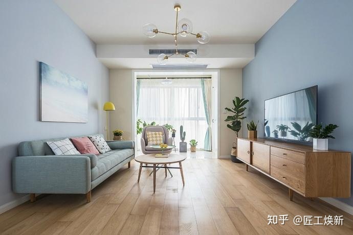 90㎡清爽北歐風(fēng)，淺藍(lán)空間，最喜歡半開放式廚房設(shè)計(jì)