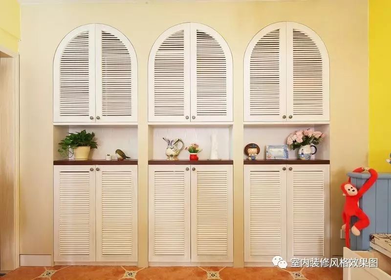 8萬裝修93平米地中海風(fēng)格小三房，書房榻榻米和吊頂柜收納性極好