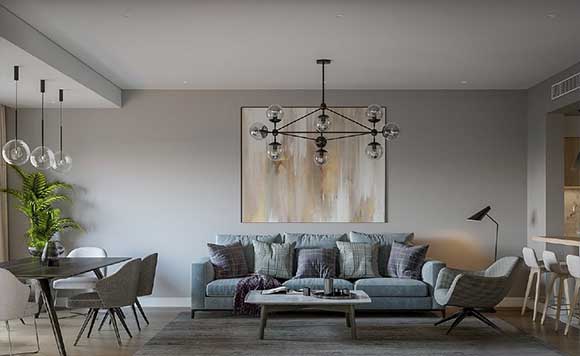 簡(jiǎn)約現(xiàn)代風(fēng)格兩房裝修，餐桌擺陽臺(tái)，臥室裝玻璃衣柜，漂亮極了