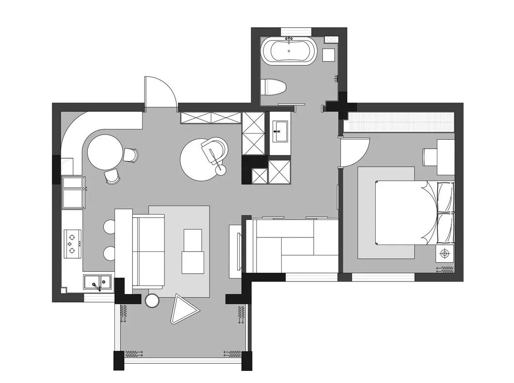 73㎡二居室簡約效果圖，餐廳這樣設計，很實用！