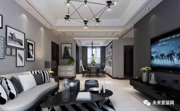 很酷的灰色時尚現(xiàn)代風格裝修效果圖，餐廳酒柜設(shè)計美觀大方！