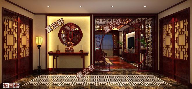 北京中式古典風格平層大宅裝修效果圖，高貴華美的生活品位