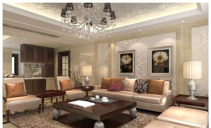 邢臺塞納春天客廳吊頂裝修設(shè)計效果圖，讓客廳更有格調(diào)