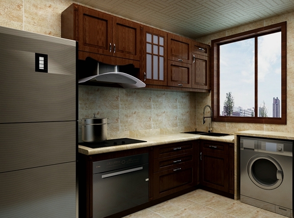 中式廚房裝修效果圖，廚房同樣可以呈現(xiàn)精致